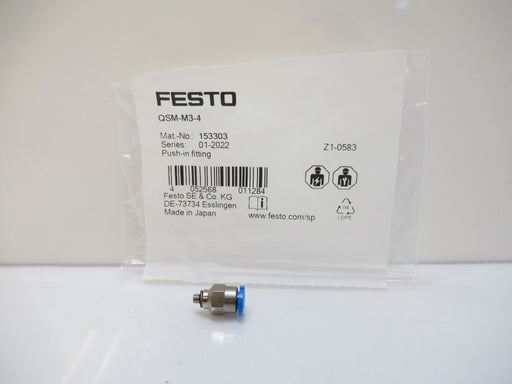 QSM-M3-4 QSMM34 153303 Festo Push-In Fitting Male Thread, Sold By Unit