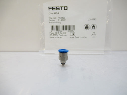 QSM-M3-4 QSMM34 153303 Festo Push-In Fitting Male Thread, Sold By Unit