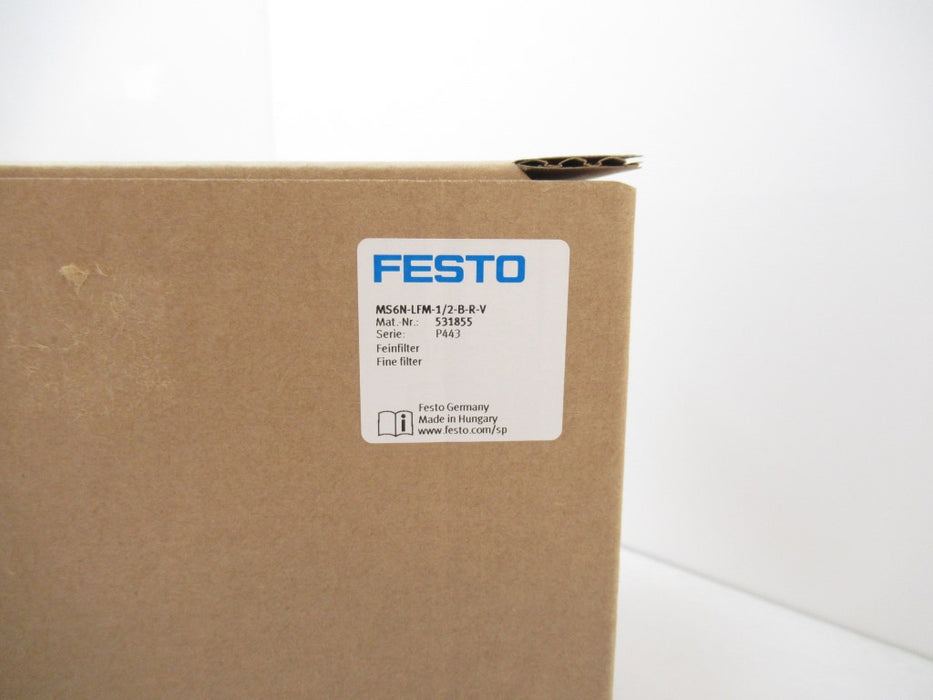 531855 Festo Fine Filter MS6N-LFM-1/2-B-R-V Series MS Size 6 New In Box