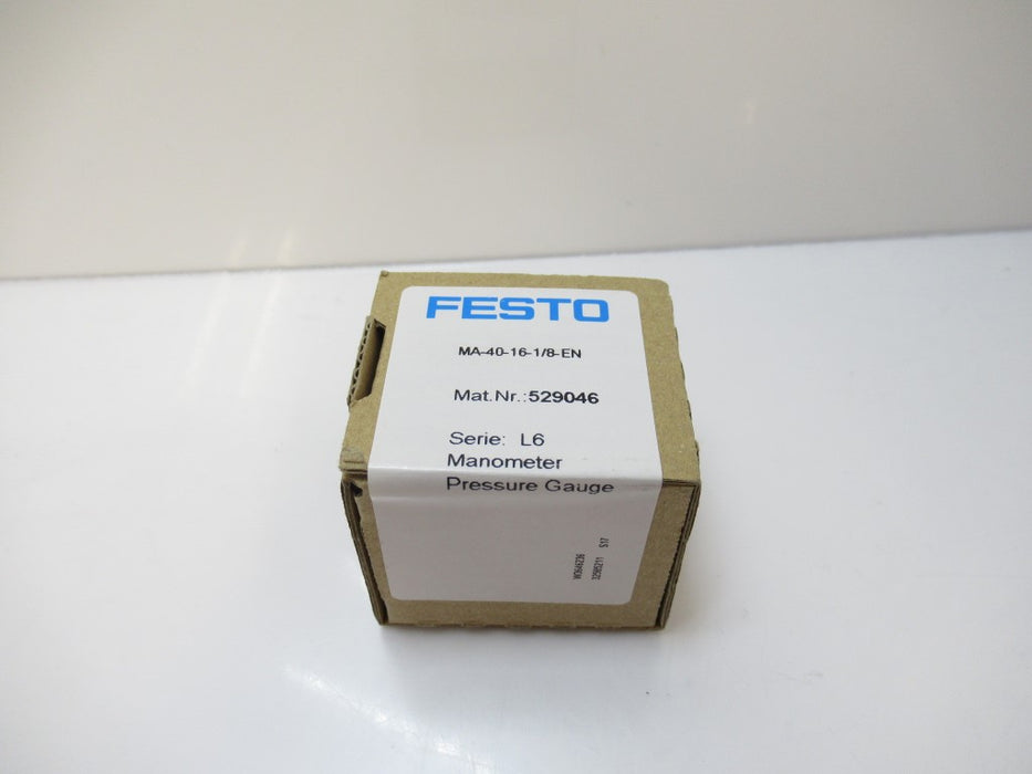 529046 MA-40-16-1/8-EN MA401618EN Festo Pressure Gauge (New In Box)