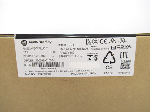 2711P-T7C21D8S Allen Bradley Panelview Plus 7, 6.5 in. Surplus In Box Sealed 2021