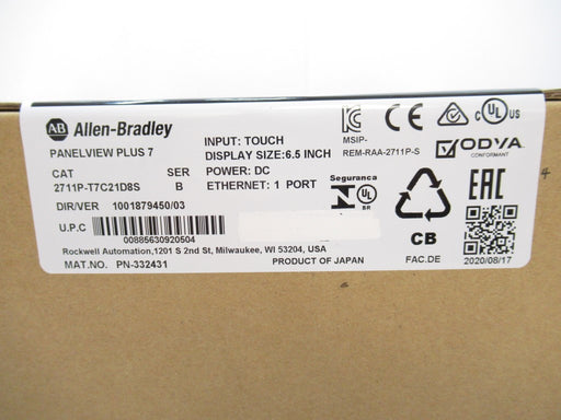 2711P-T7C21D8S Allen Bradley Panelview Plus 7 Serie B Surplus In Box Sealed 2020