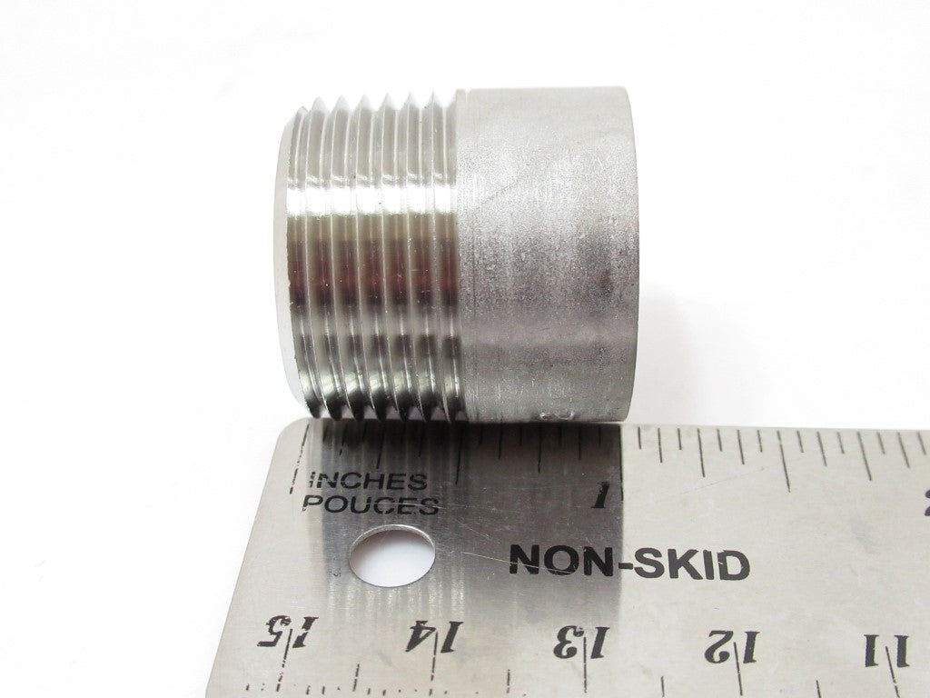 Straight Pipe Adapter, Threaded On One End, 3/4" NPT, 1" Lenght, SS304