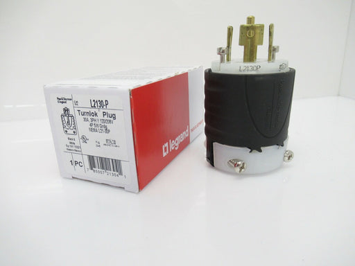 L2130-P L2130P Legrand Pass & Seymour Turnlok Plug Black / White 30 Amp