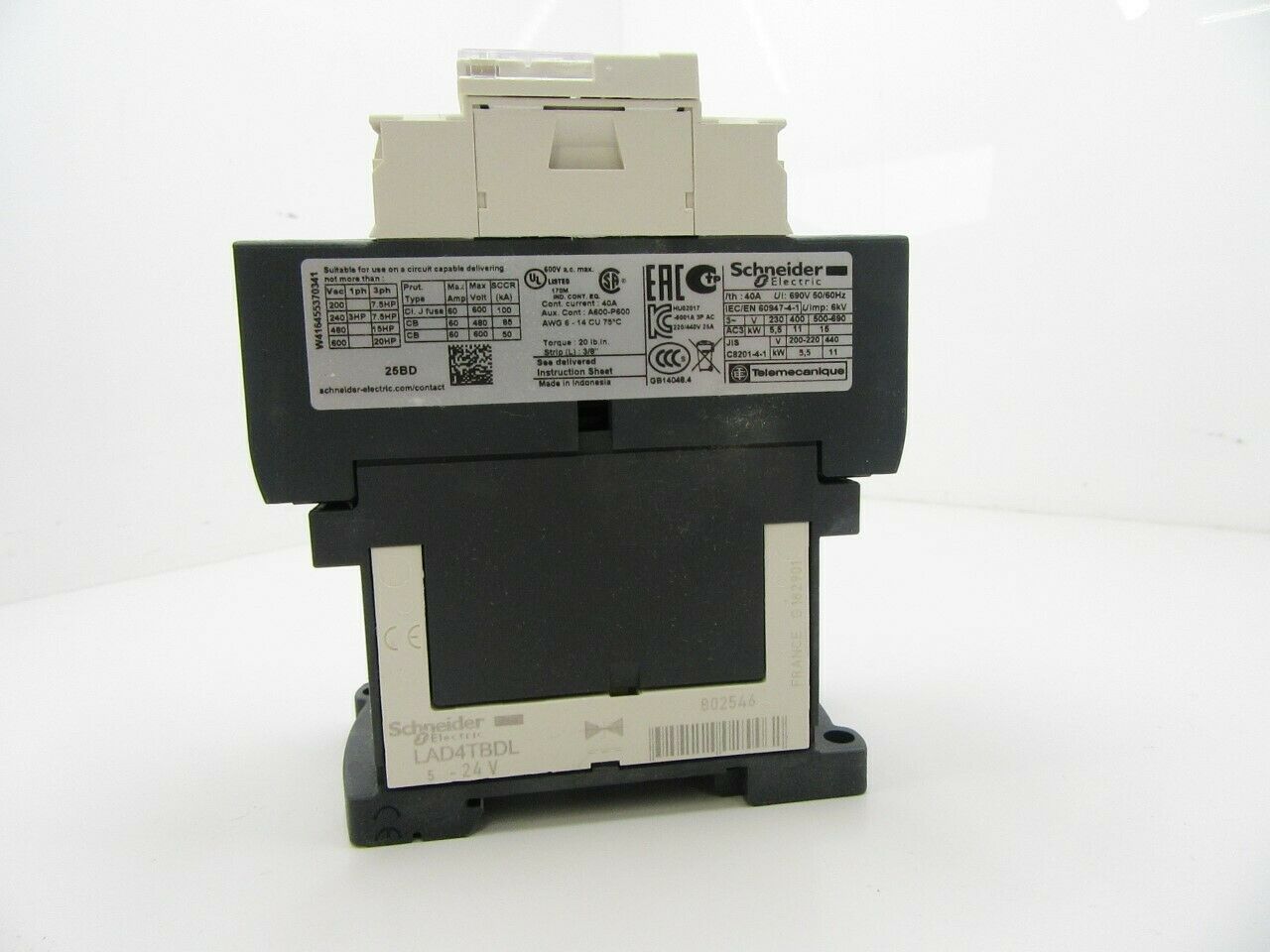LC1D25BD Schneider Electric TeSys Contactor 25 A, 24V DC, 600V AC