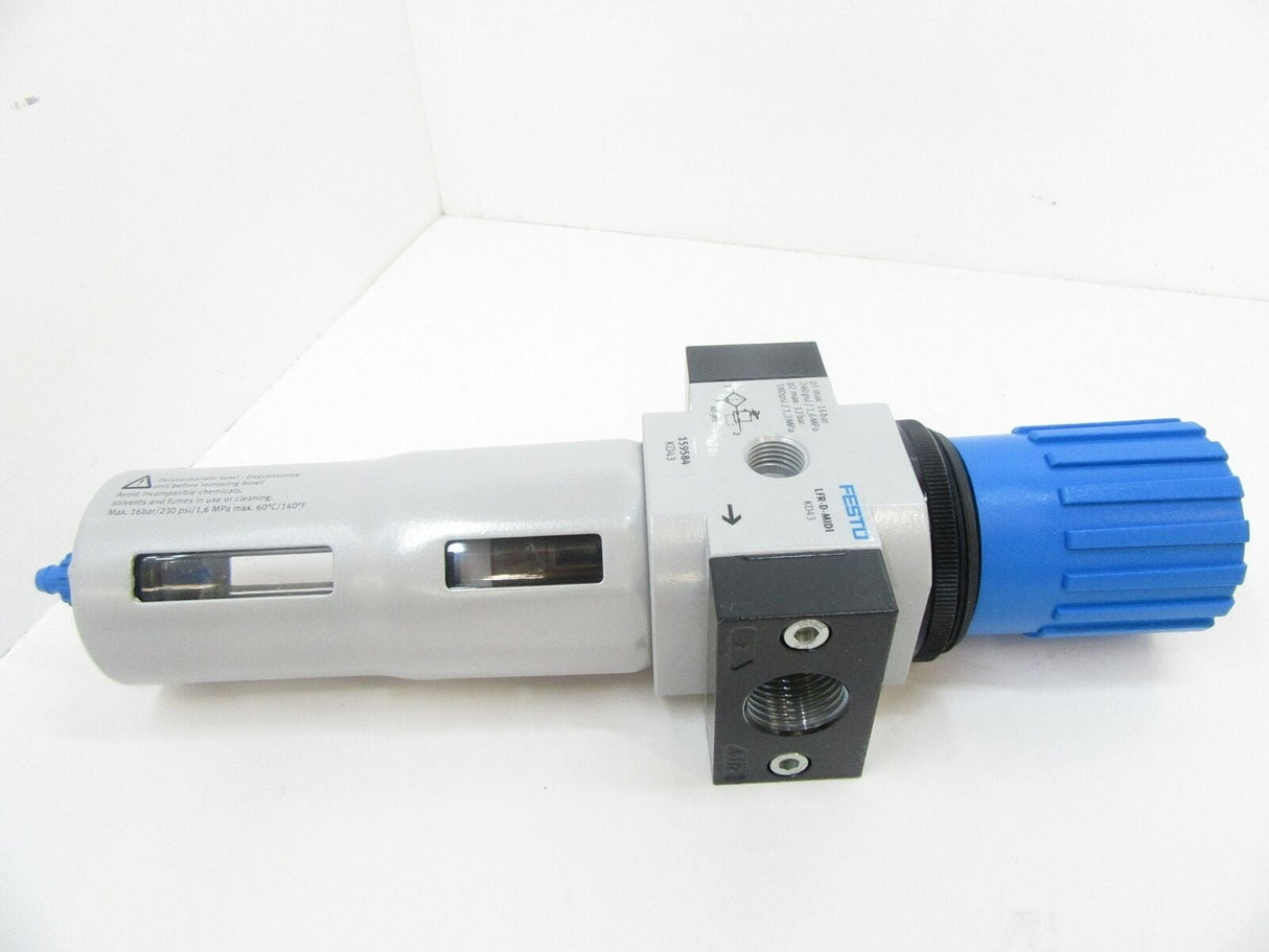 159584 LFR-1/2-D-MIDI Festo, Filter Regulator D Series With Pressure Gauge, New