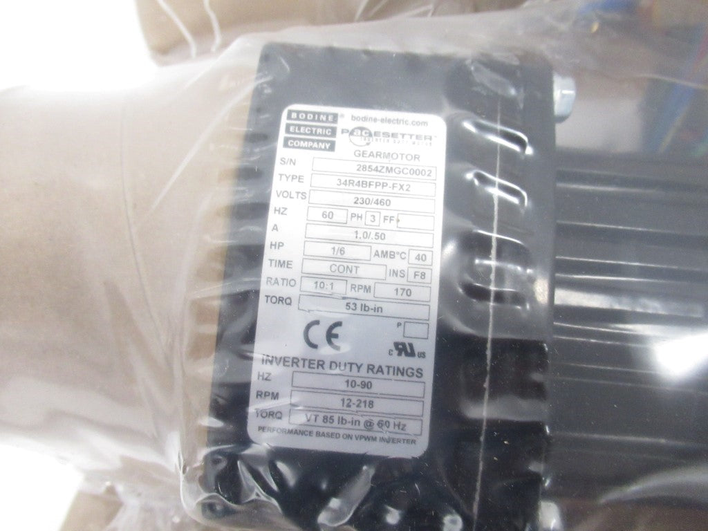 2854ZM Bodine 34R-FX Series Parallel Shaft AC 3-Phase Inverter Duty Gearmotor