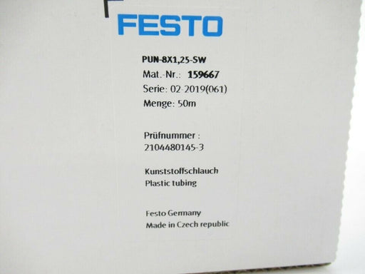 159667 Festo PUN-8X1,25-SW Tubing Standard O.D. 8mm Black 50 Meters (New In Box)