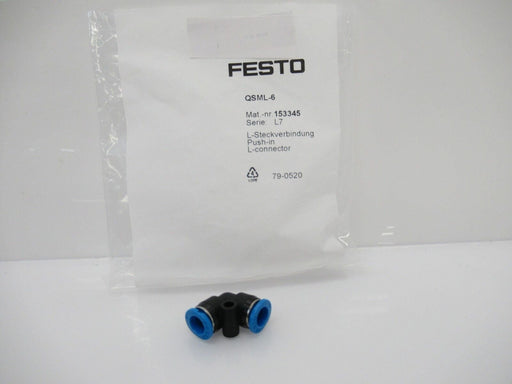 153345 QSML-6 Festo Push-In L-Connector (Sold By Unit, New)