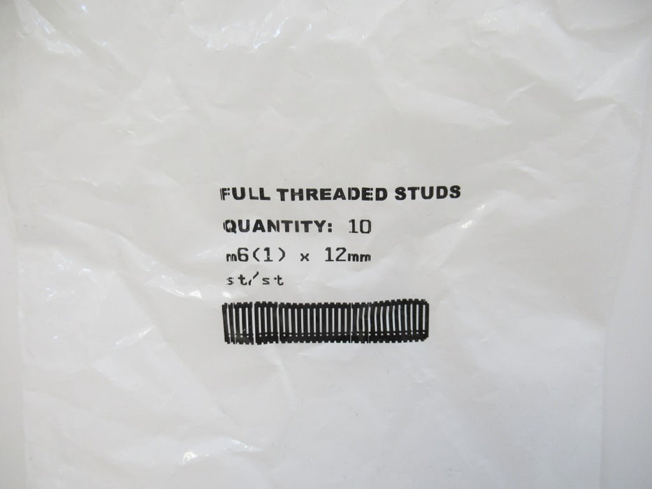 93805A314 18-8 Stainless Steel Threaded Rod, M6 X 1mm Thread Size, 12mm (New)