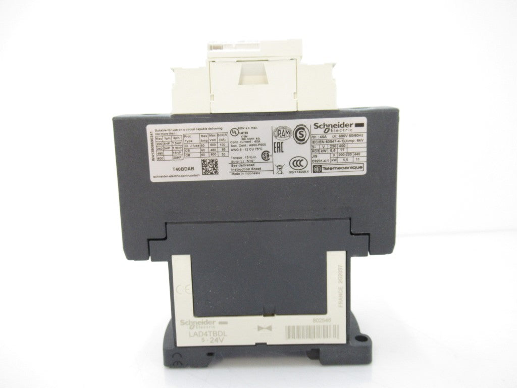 LC1DT40BD Schneider Electric TeSys D Contactor, 600V, 4 Poles, 24V DC, 40A