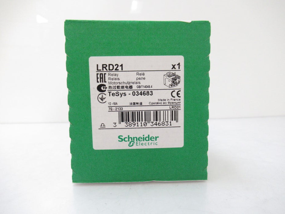 LRD21 Schneider Electric TeSys Thermal Overload Relay, 12/18 Amp, 600V AC