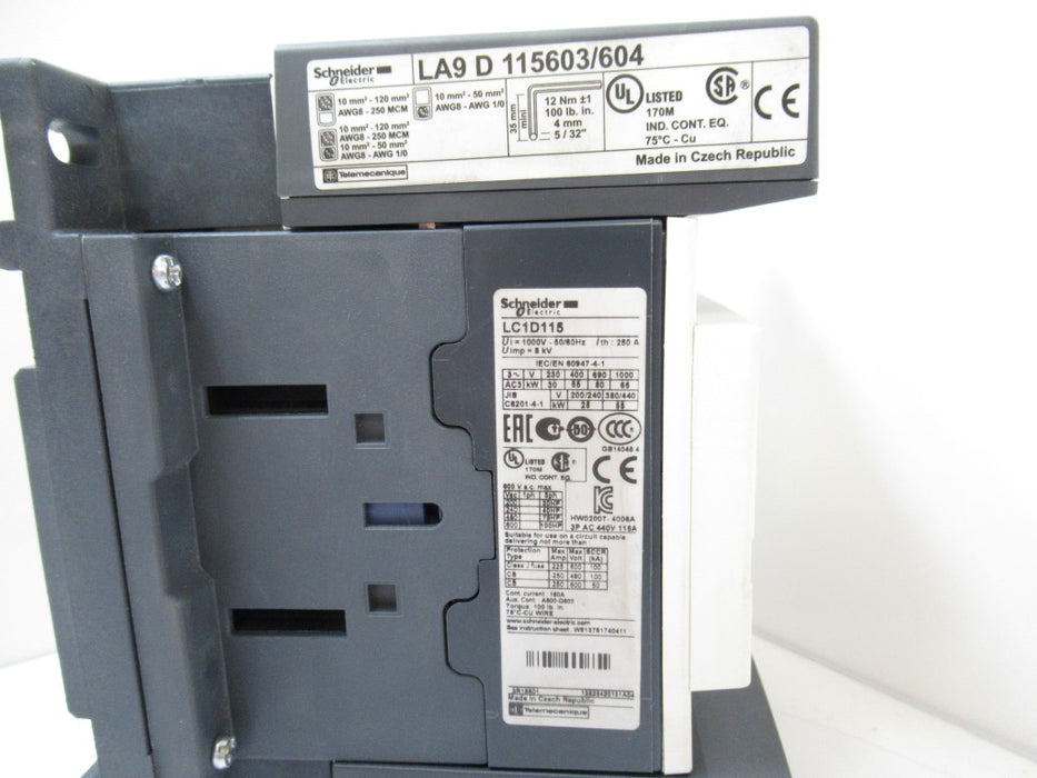 LC1 D115G7 LC1D115G7 Schneider Electric, Contactor TeSys Deca 115A 120VAC 3 Pole