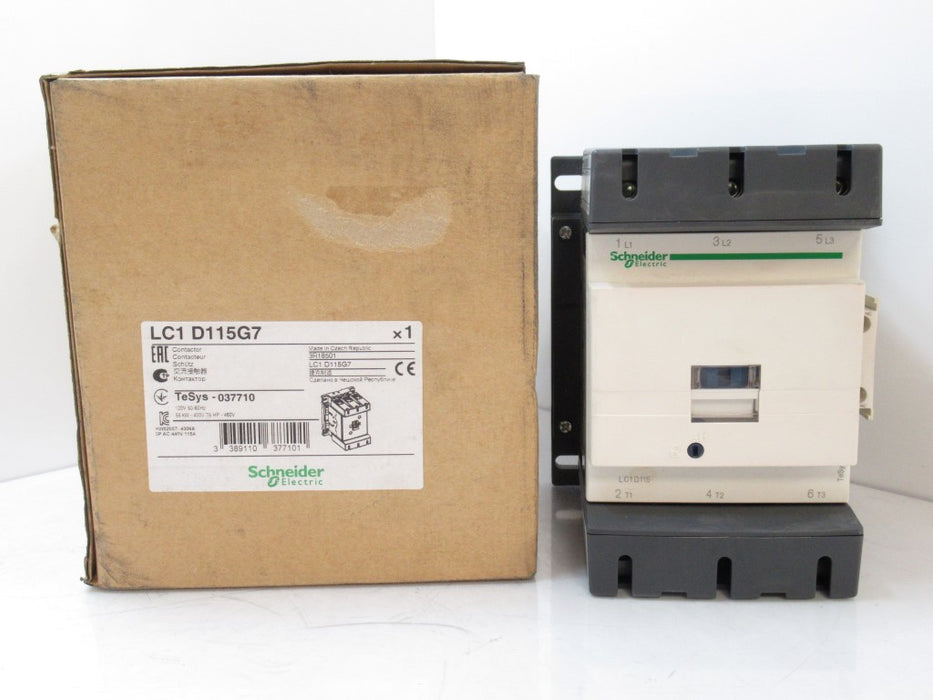 LC1 D115G7 LC1D115G7 Schneider Electric, Contactor TeSys Deca 115A 120VAC 3 Pole