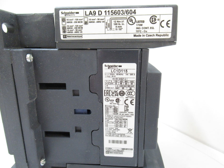 LC1 D115G7 LC1D115G7 Schneider Electric, Contactor TeSys Deca 3 Pole 115A 120VAC