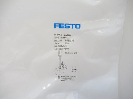 8031531 VUVG-L18-M52-RT-G14-1R8L Festo Air Solenoid Valve (New In Bag)