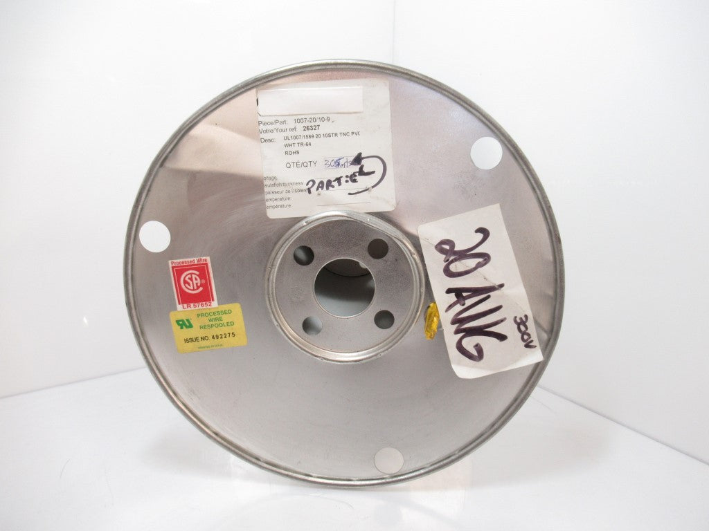 1007-20/10-9 100720109 Hook-Up Wire, UL 1007, 20 AWG, 10 Strands, Tinned Copper