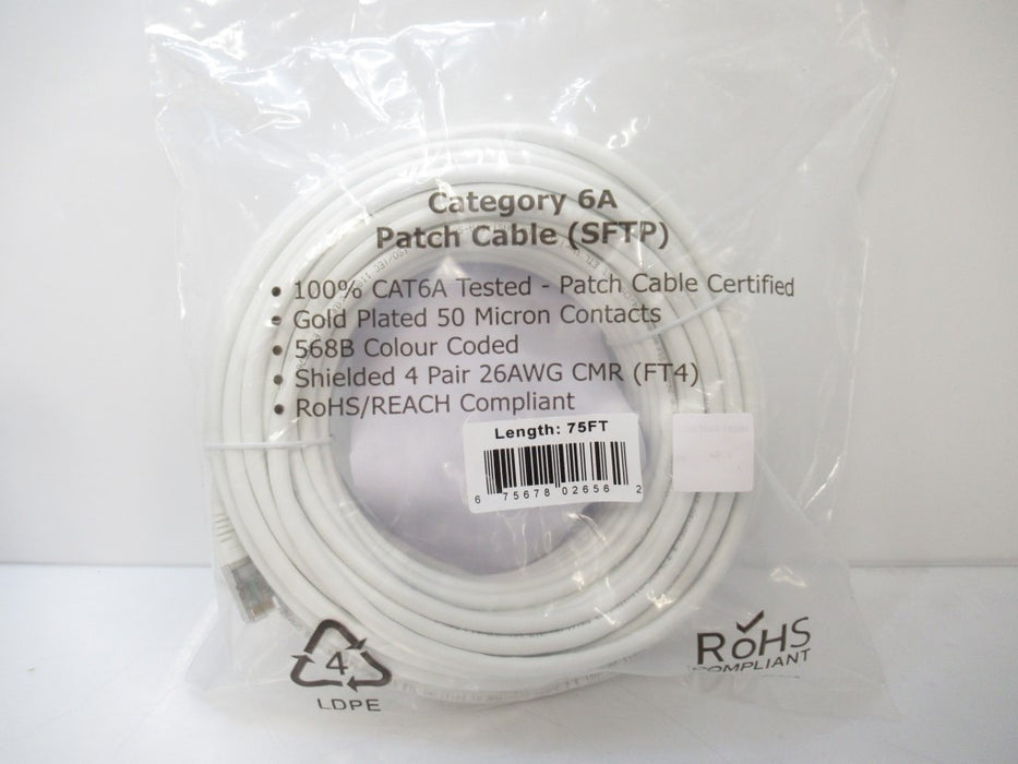CAT6AS-75WH CAT6AS75WH CAT6A SFTP 10 GB Molded Patch Cable 75 FT New In Bag