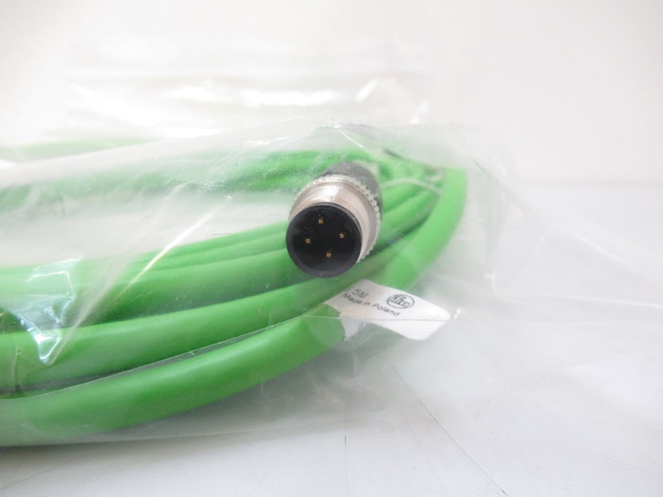 E12491 Ifm Electronic Ethernet Cable D-Coded PUR M12 Straight 5 M New In Bag