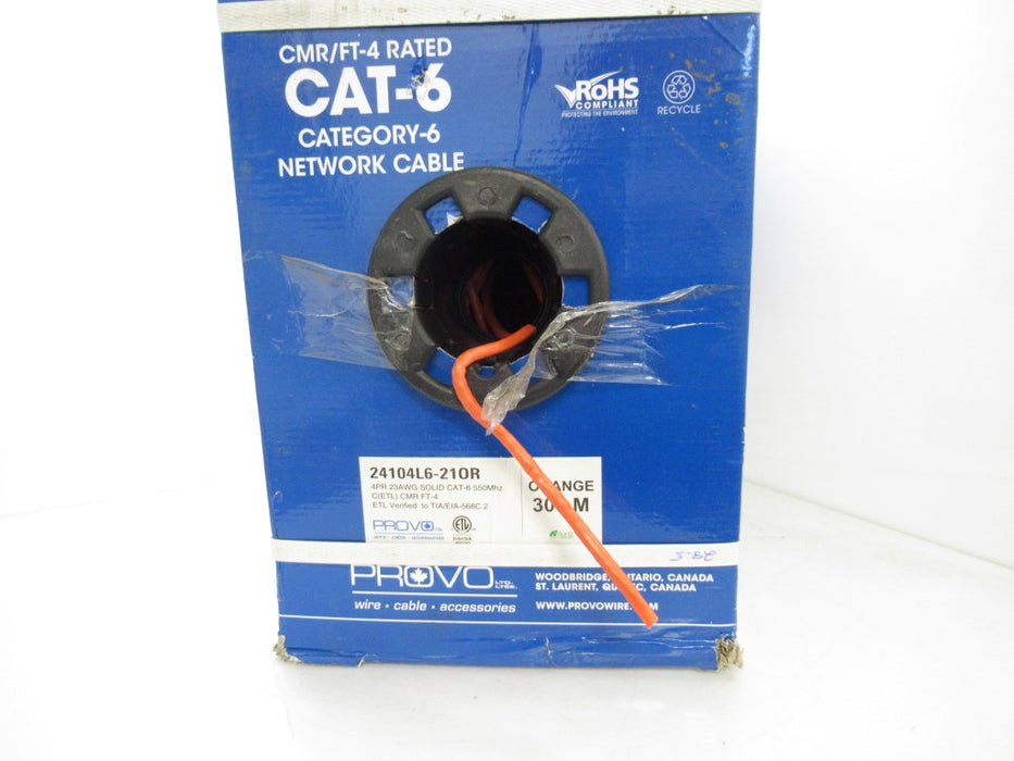 24104L6-210R 2 Provo Cable 4PR 23AWG Solid CAT-6 550Mhz Sold By Box Of 305 Meter