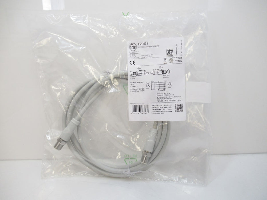 EVF531 Ifm Electronic, Cable With M12 Connector For Ethernet (New In Bag)