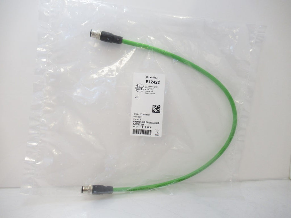 E12422 Ifm Electronic Ethernet Cable M12 Male/Male D-Coded 0,5m 4