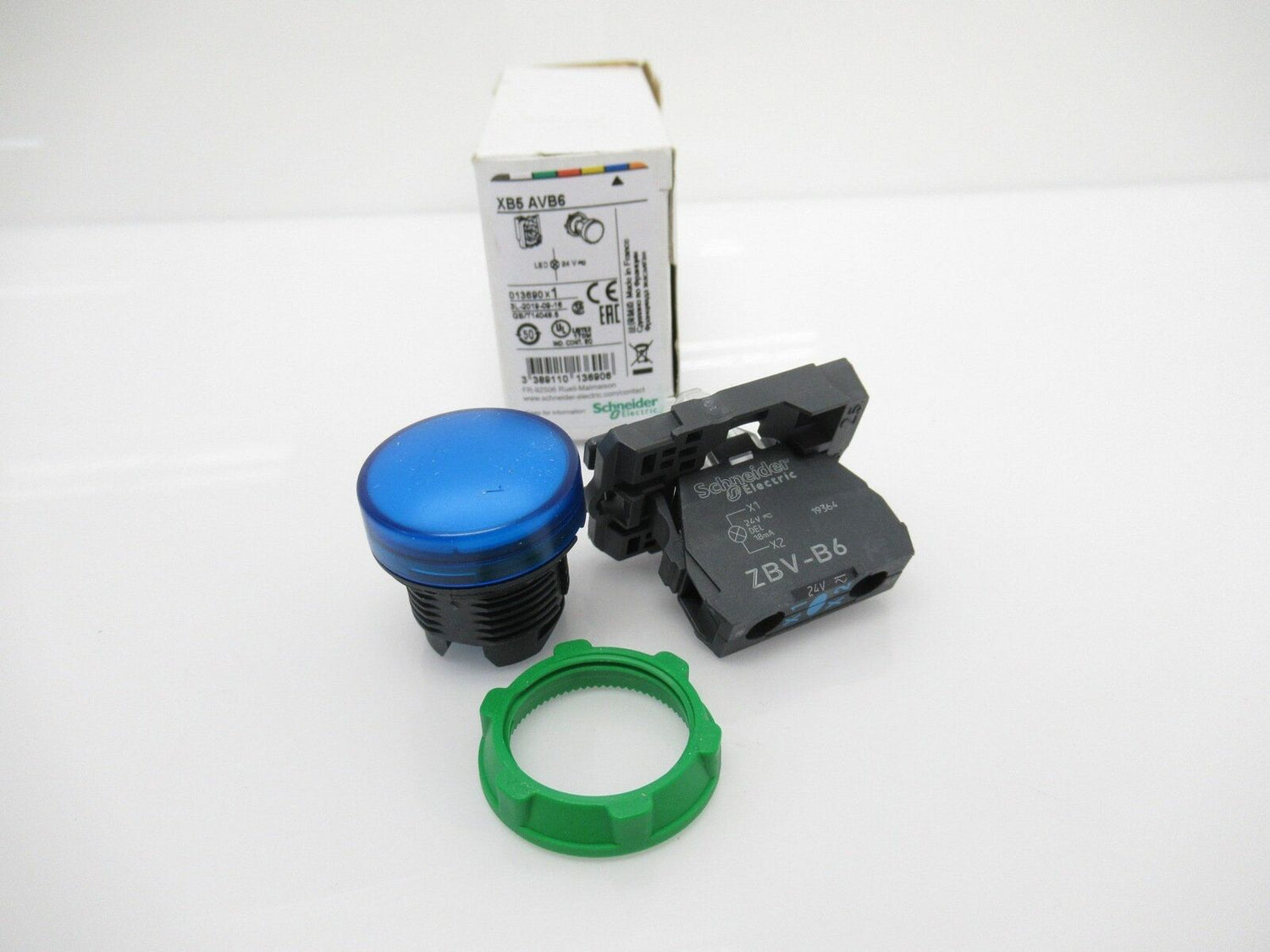 XB5AVB6 Schneider Electric Harmony XB5 Pilot Light, Blue, LED, 22mm, 24V AC/DC