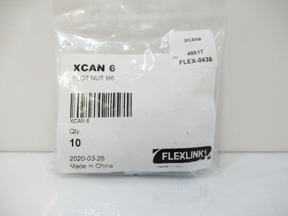 XCAN 6 XCAN6 Flexlink T-Slot Nut M6 Sold Per Pack Of 10