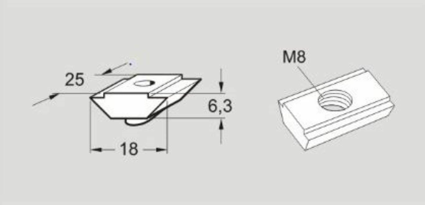 XCAN 8 XCAN8 Flexlink T-Slot Nut M8, Sold Per Pack Of 10